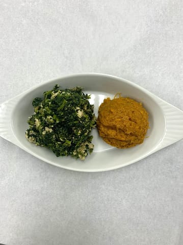 Turkey Spinach Bowl and Mashed Sweet Potatoes extra Protein
