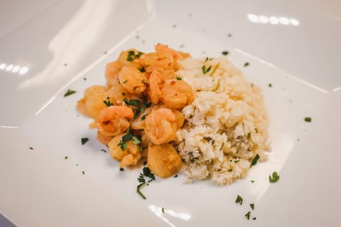 Firecracker Shrimp and Cilantro Lime Cauliflower Rice